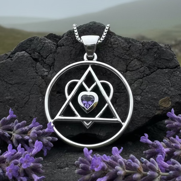 Amethyst Heart AA Sobriety Necklace