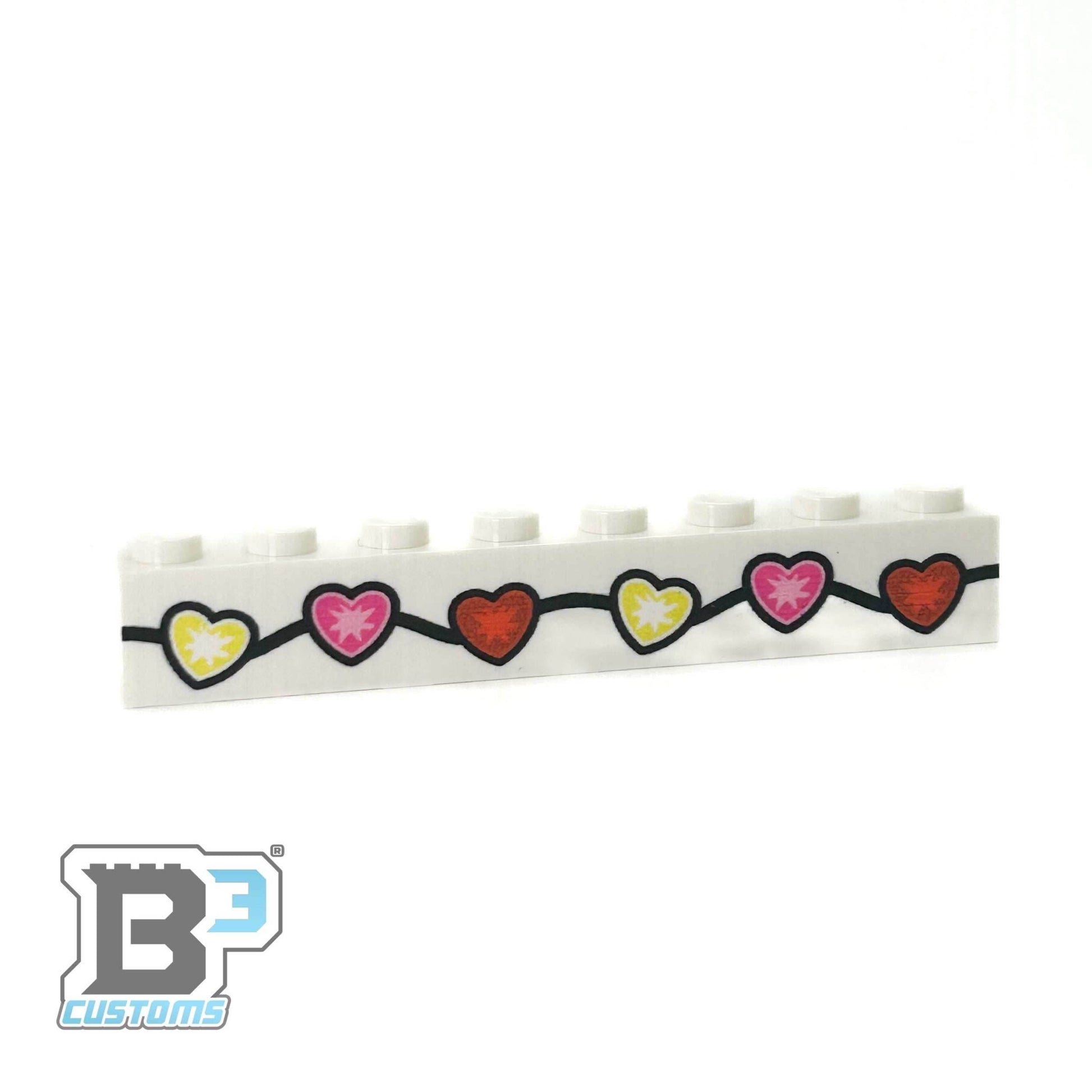 Valentine's Day Lights Custom Printed on 1x8 Brick - B3 Customs - 