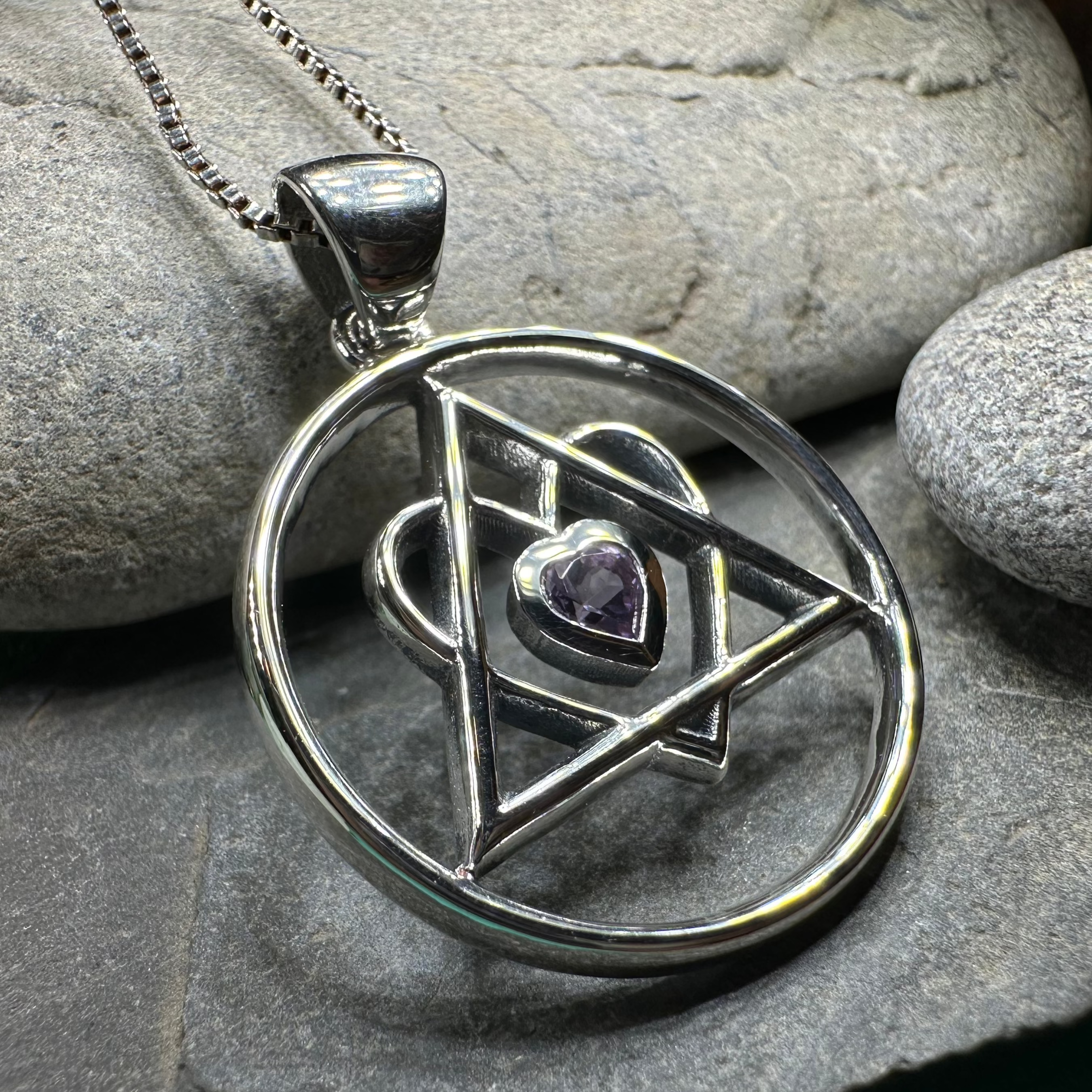 Amethyst Heart AA Sobriety Necklace