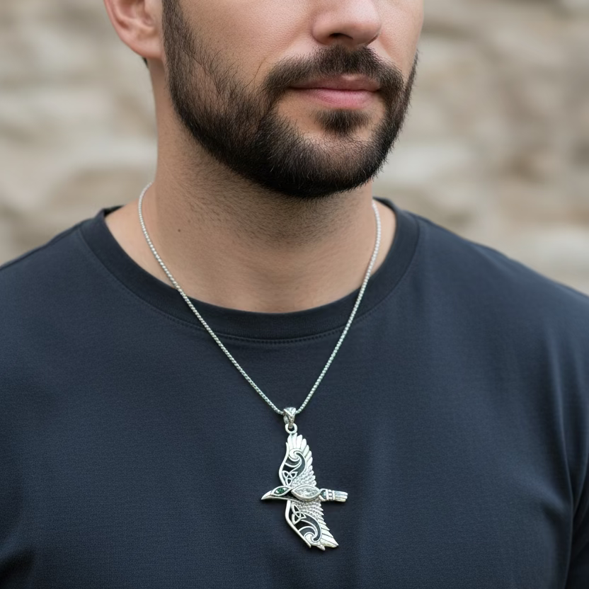 Oryx Celtic Raven Necklace