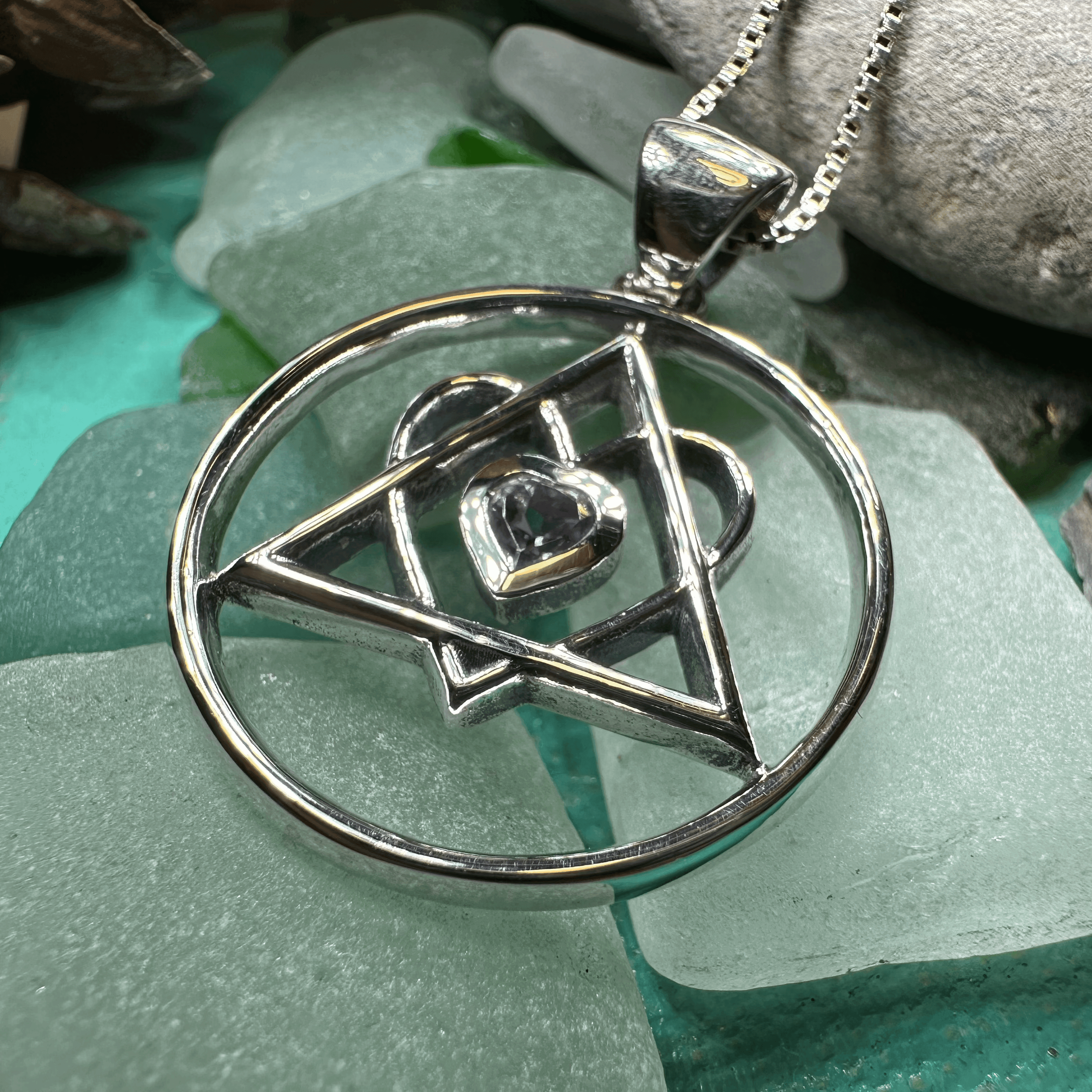 Amethyst Heart AA Sobriety Necklace - 18