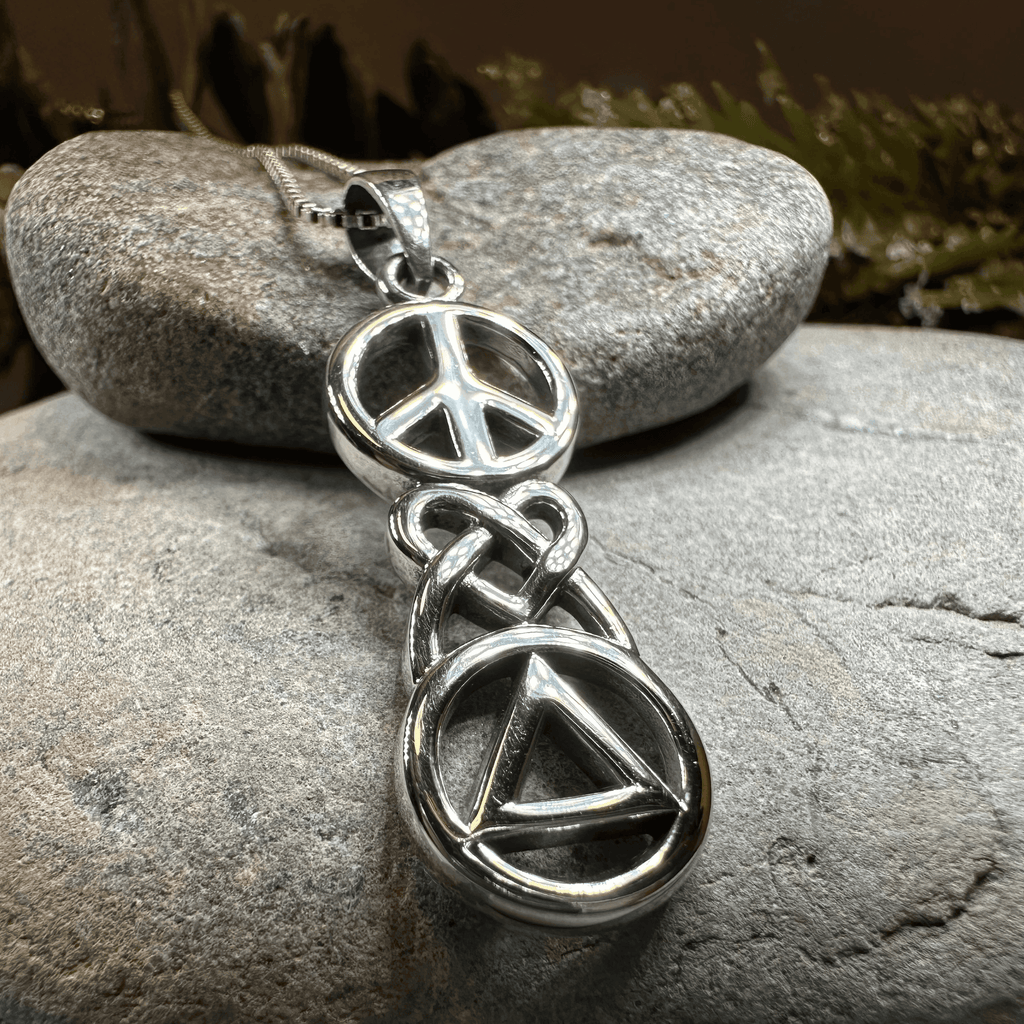 Peace, Love, & Sobriety AA Necklace - 18