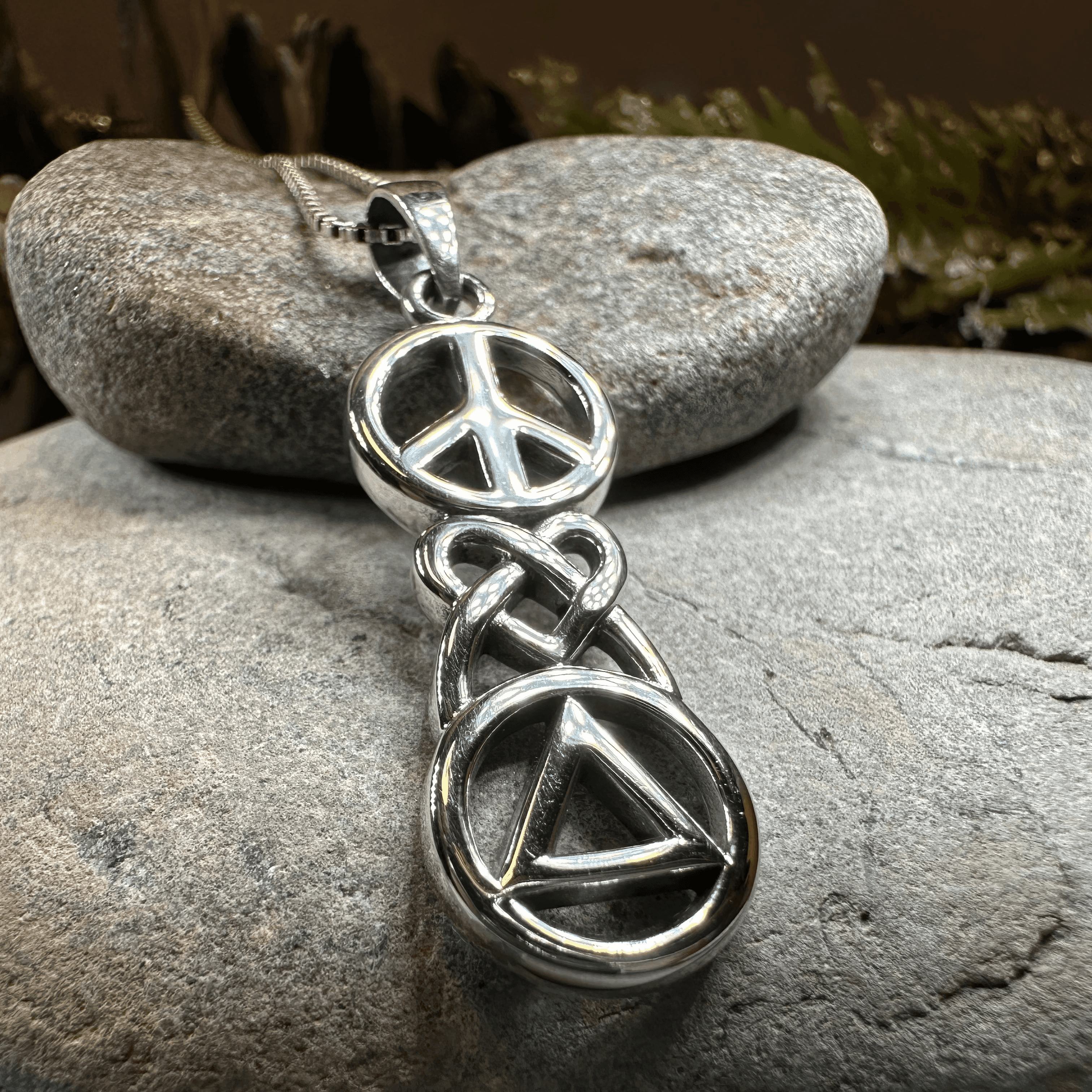 Peace, Love, & Sobriety AA Necklace - 18