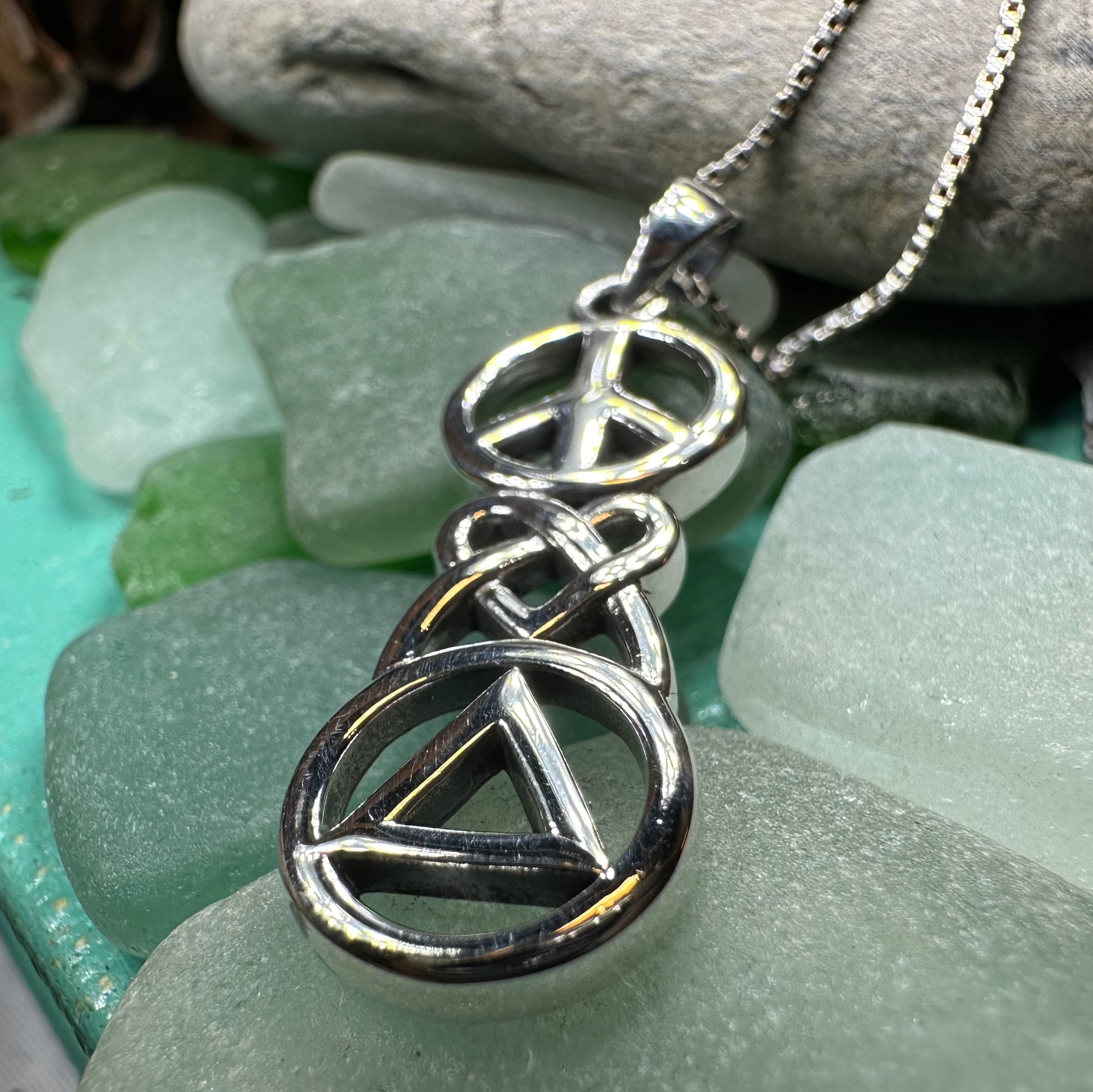 Peace, Love, & Sobriety AA Necklace