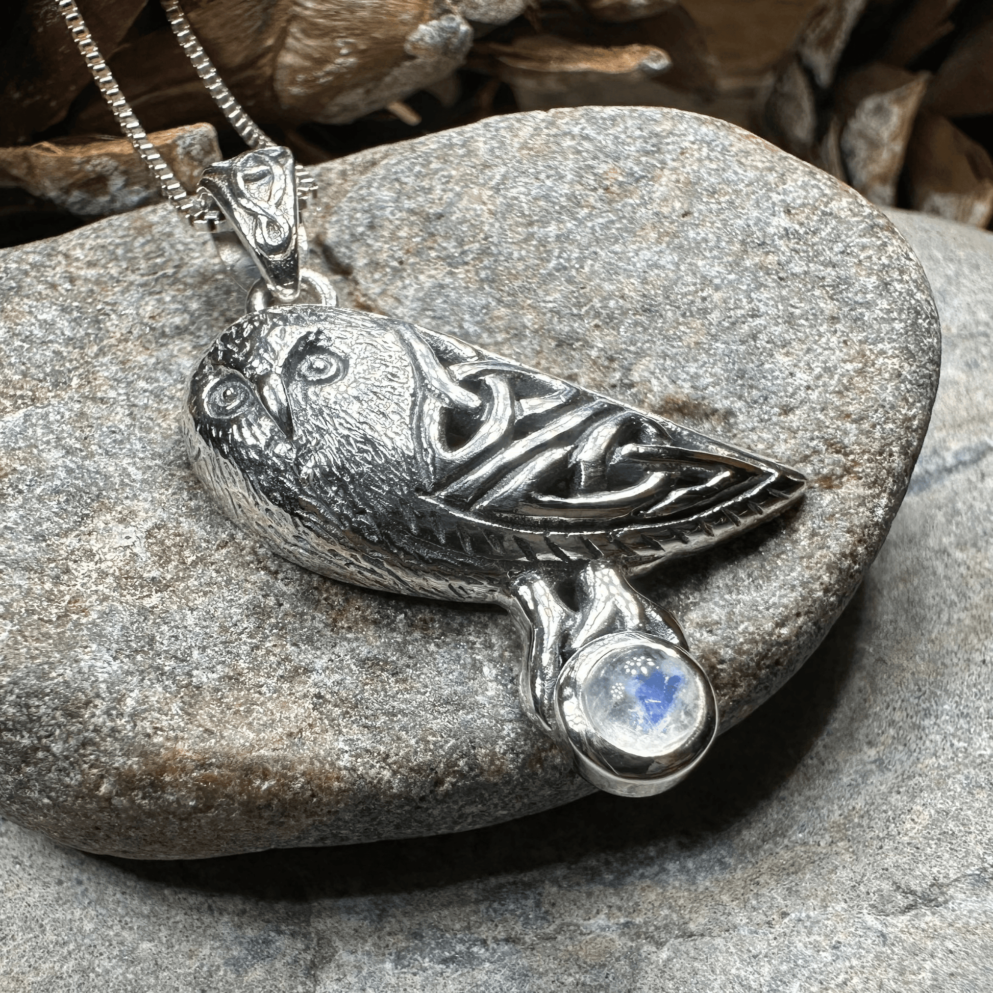 Minerva Celtic Owl Necklace - 18 / Amethyst