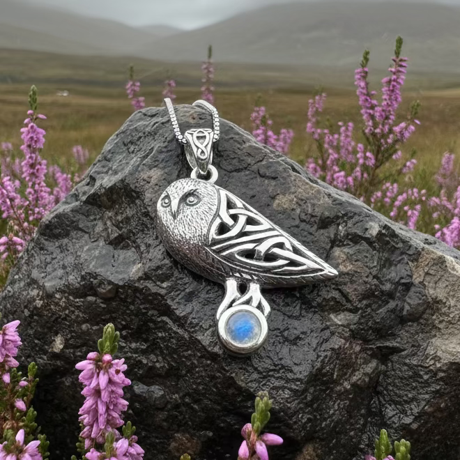 Minerva Celtic Owl Necklace