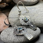 Celtic Cross Heart Earrings