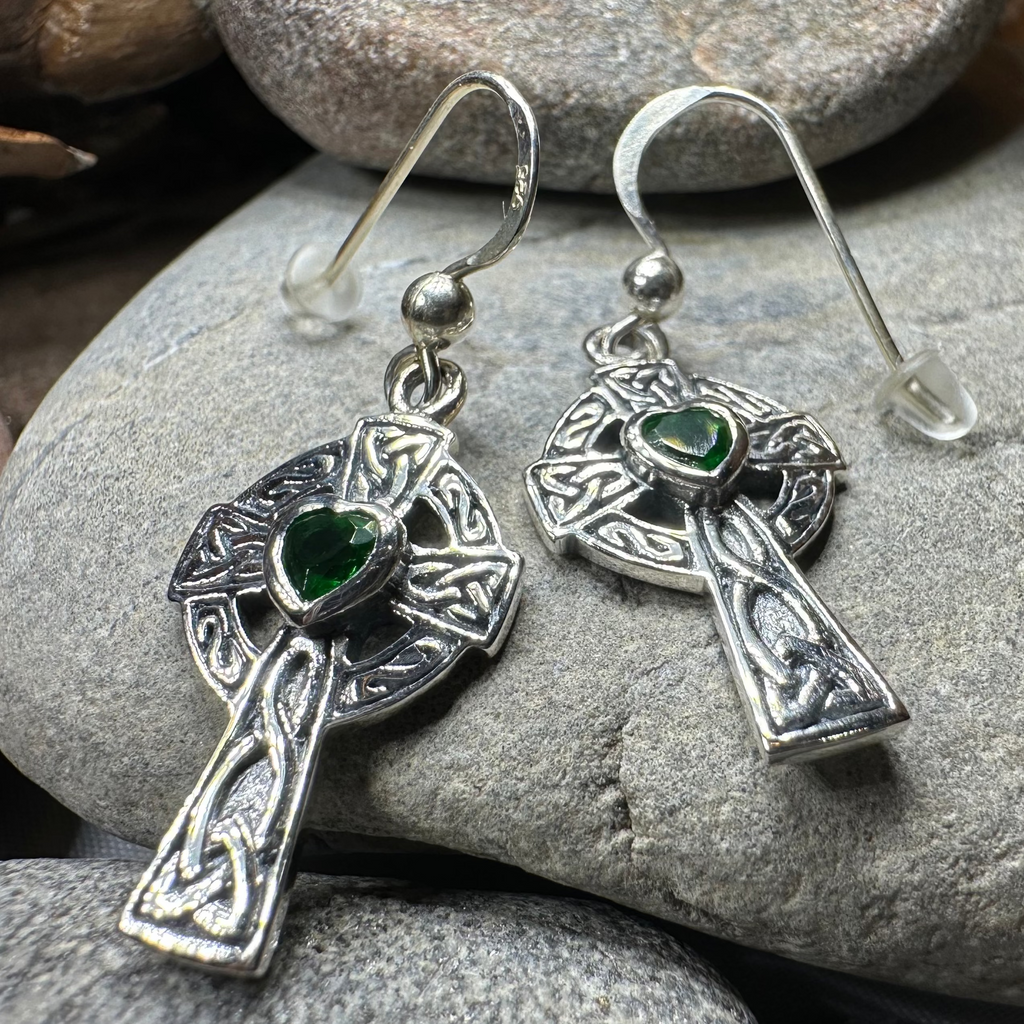 Celtic Cross Heart Earrings