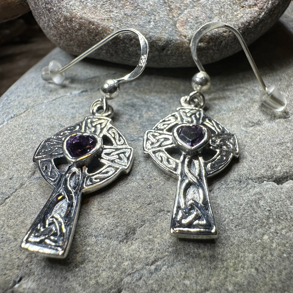 Celtic Cross Heart Earrings