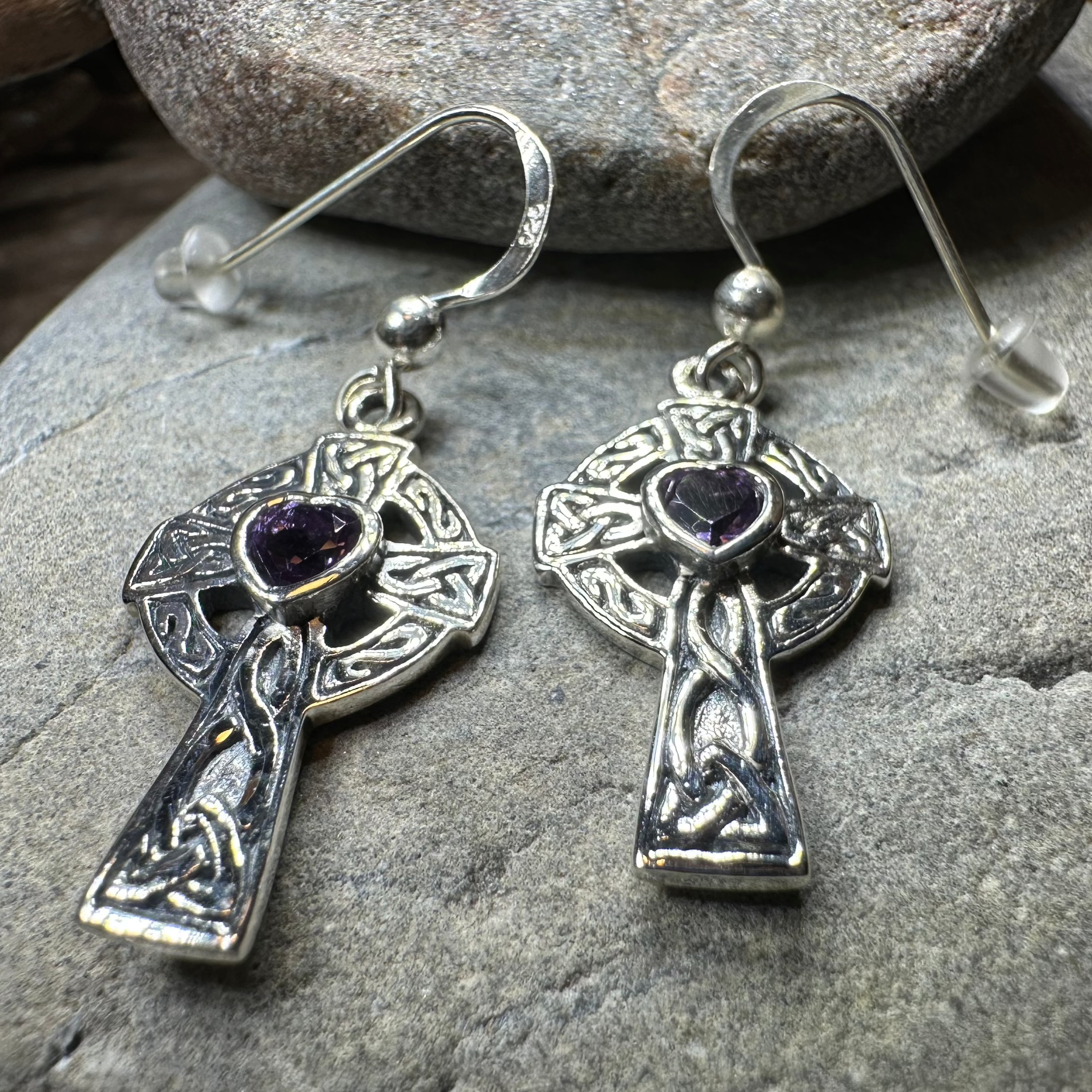 Celtic Cross Heart Earrings