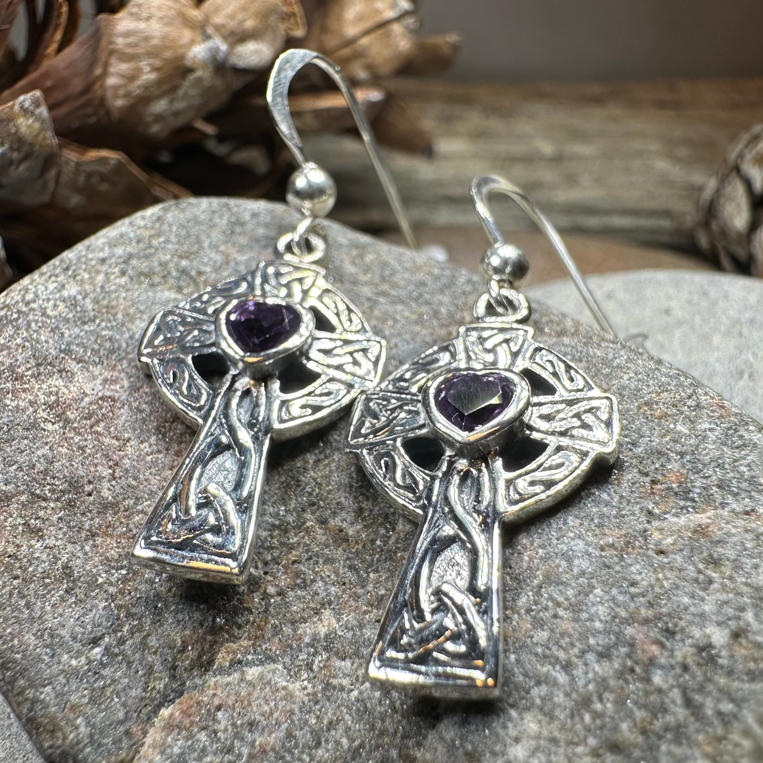 Celtic Cross Heart Earrings