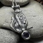 Playful Cat Necklace - Emerald Crystal / 18