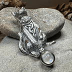 Playful Cat Necklace - Emerald Crystal / 18