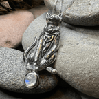 Playful Cat Necklace - Emerald Crystal / 18