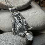 Playful Cat Necklace - Emerald Crystal / 18