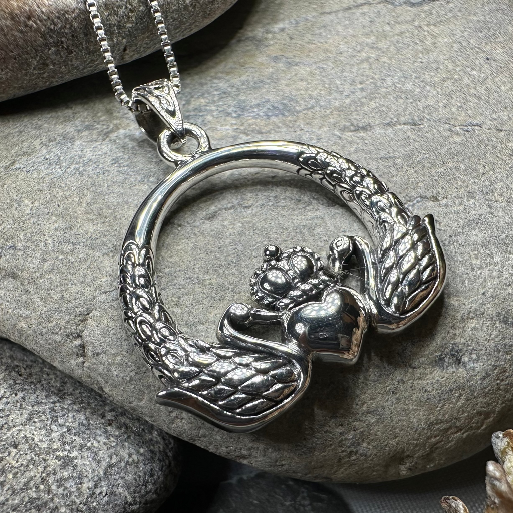 Loving Swan Claddagh Necklace