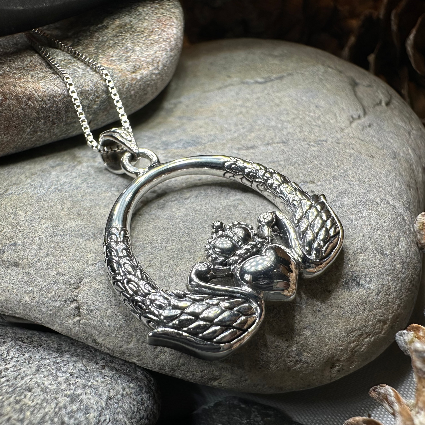 Loving Swan Claddagh Necklace