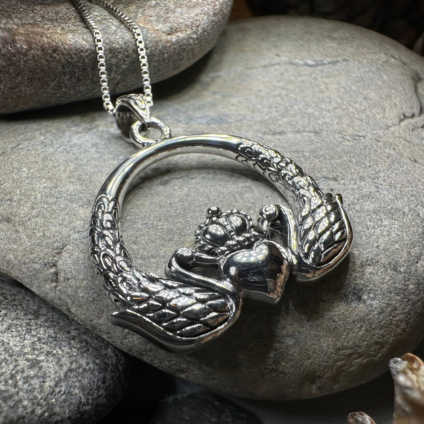 Loving Swan Claddagh Necklace