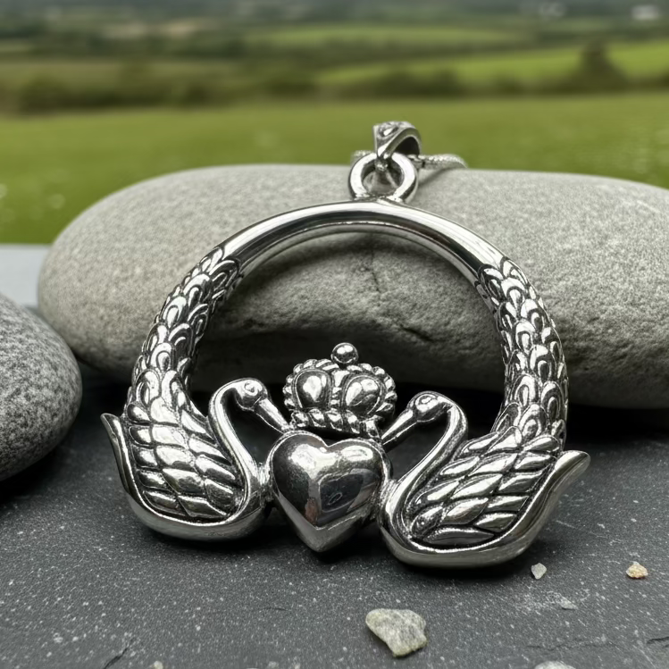 Loving Swan Claddagh Necklace