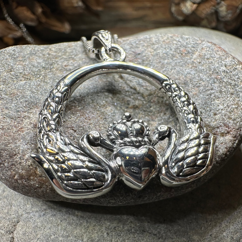 Loving Swan Claddagh Necklace