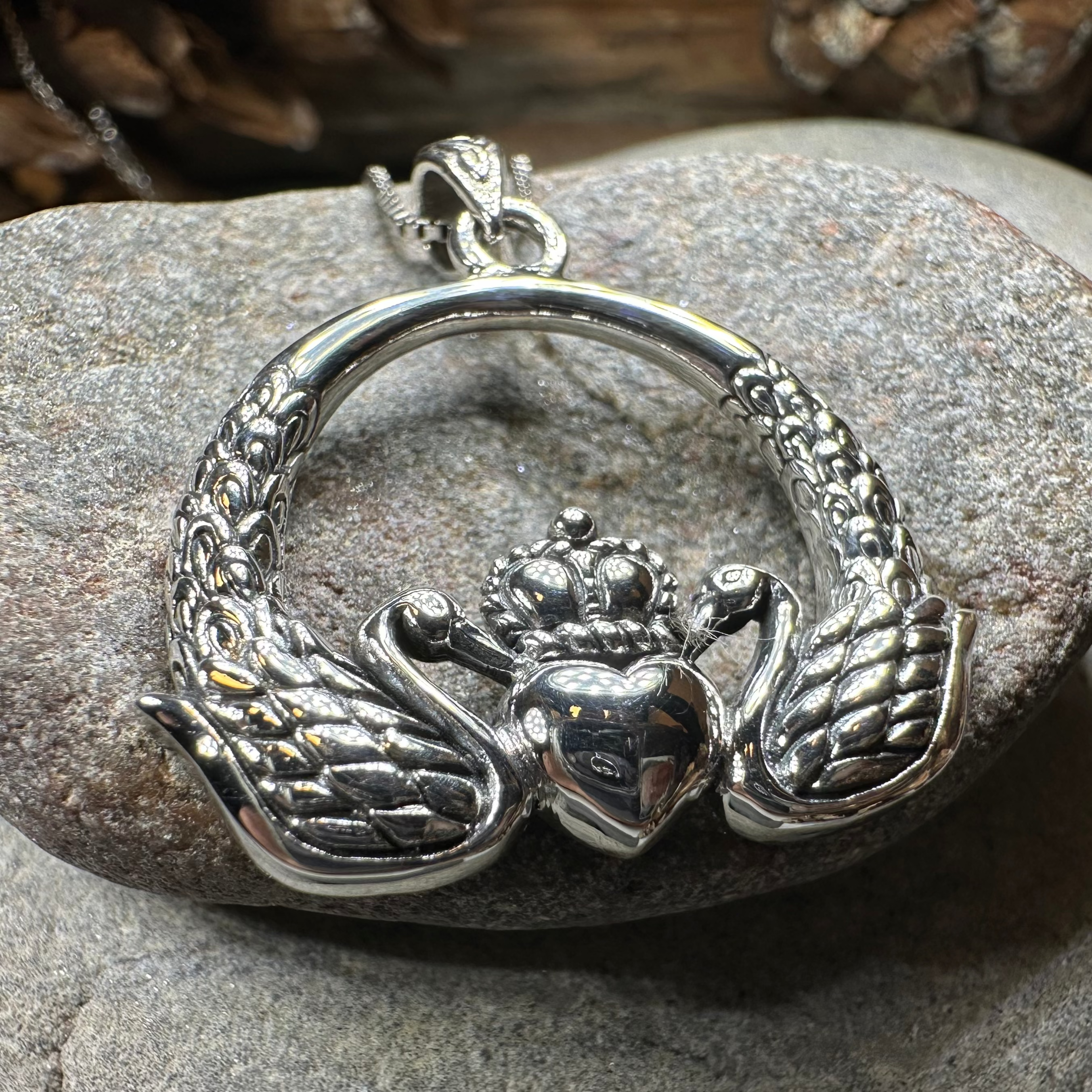 Loving Swan Claddagh Necklace
