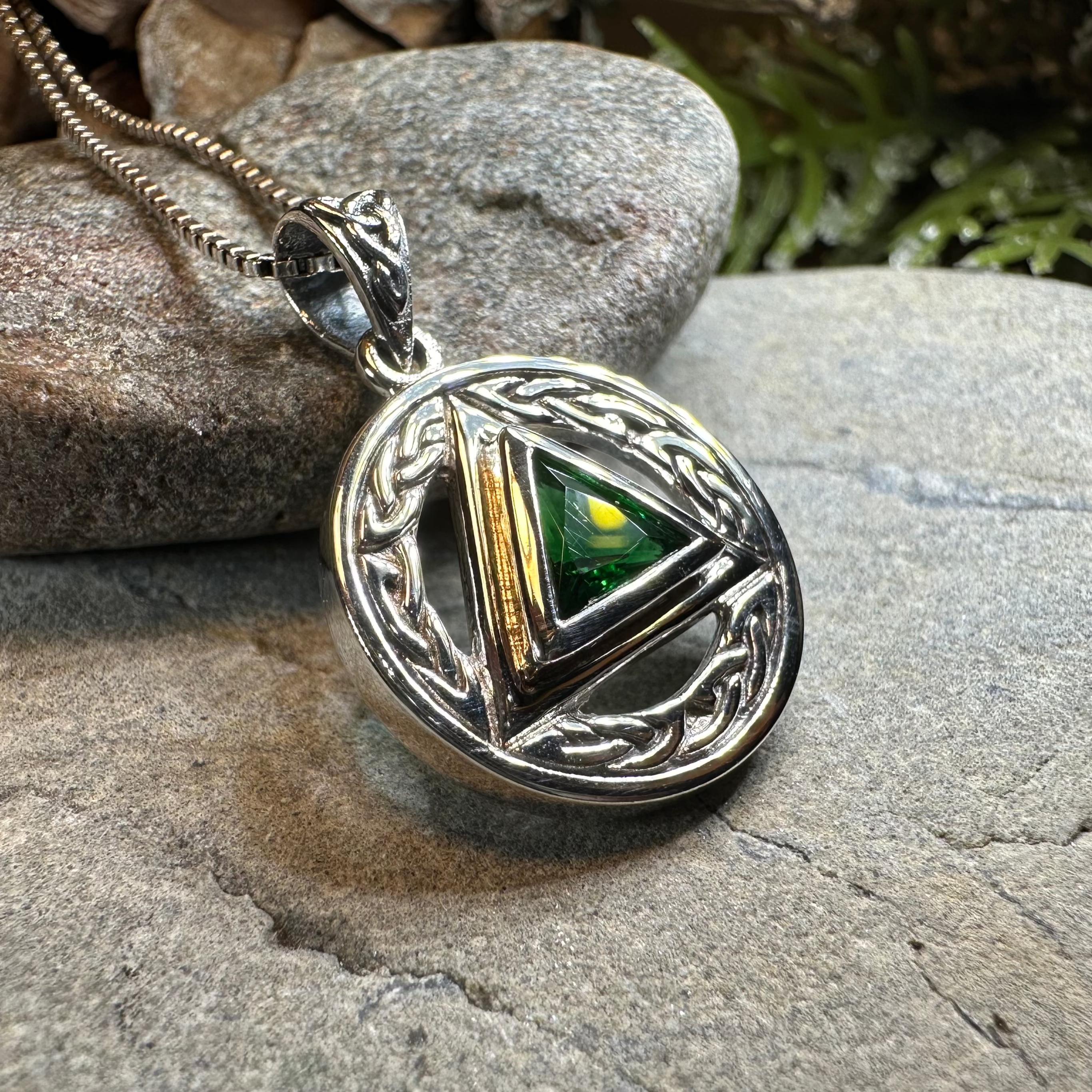 Gemstone Celtic AA Sobriety Necklace