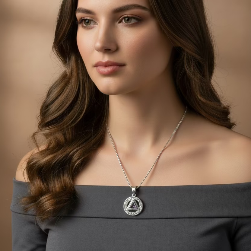 Gemstone Celtic AA Sobriety Necklace