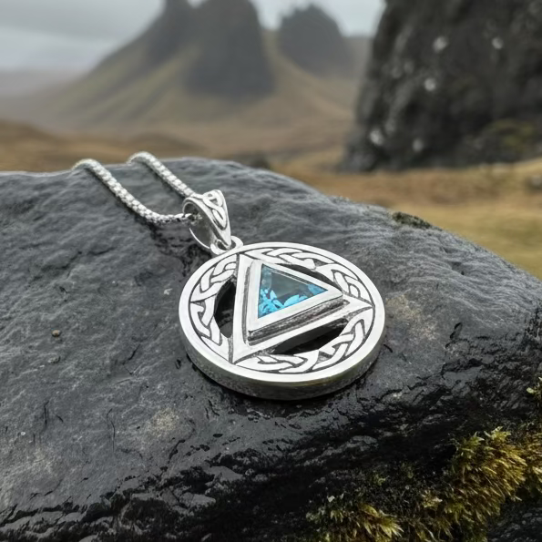 Gemstone Celtic AA Sobriety Necklace