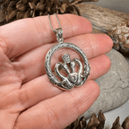 Celtic Swan Claddagh Necklace - 18 / Garnet