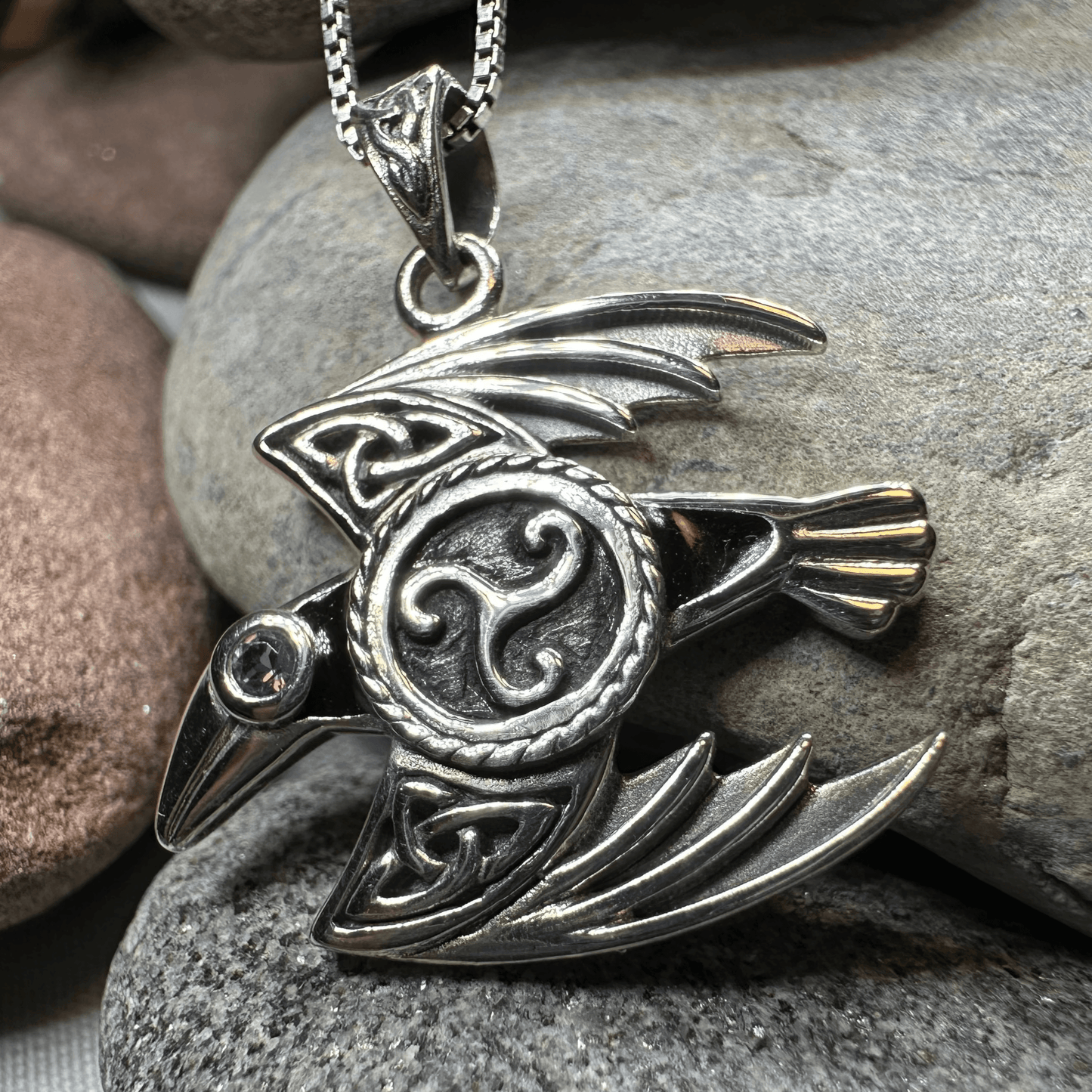 Astrid Celtic Raven Necklace - 18 / Amethyst