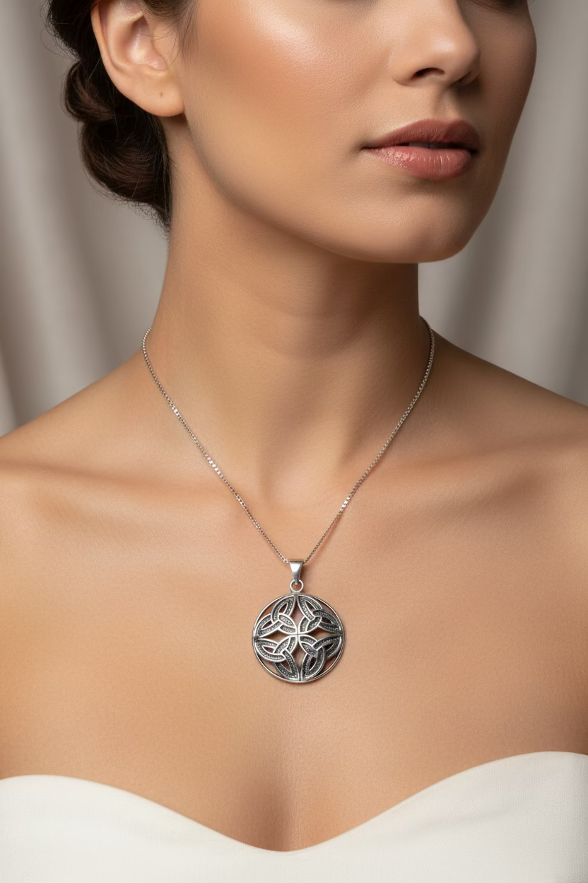 Power of Four Trinity Knot Necklace