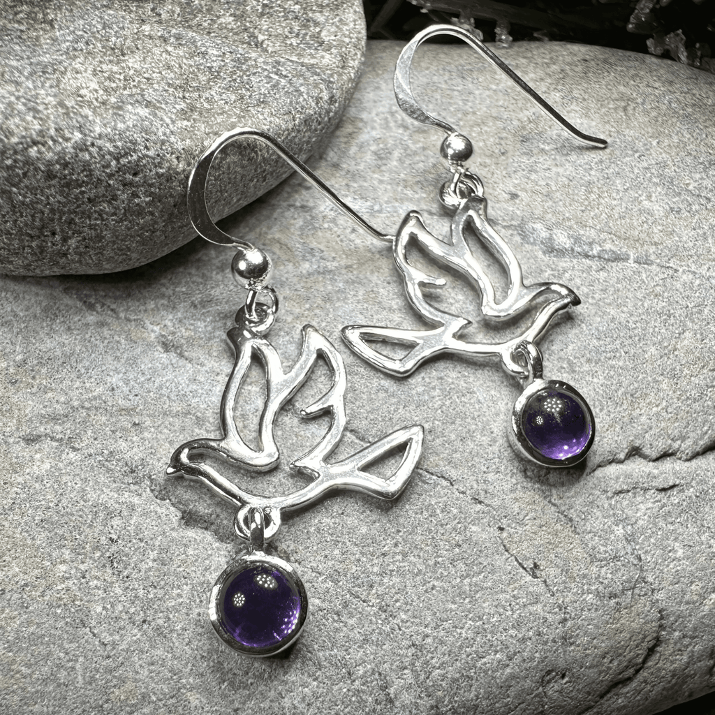 Forever Dove Earrings - Amethyst