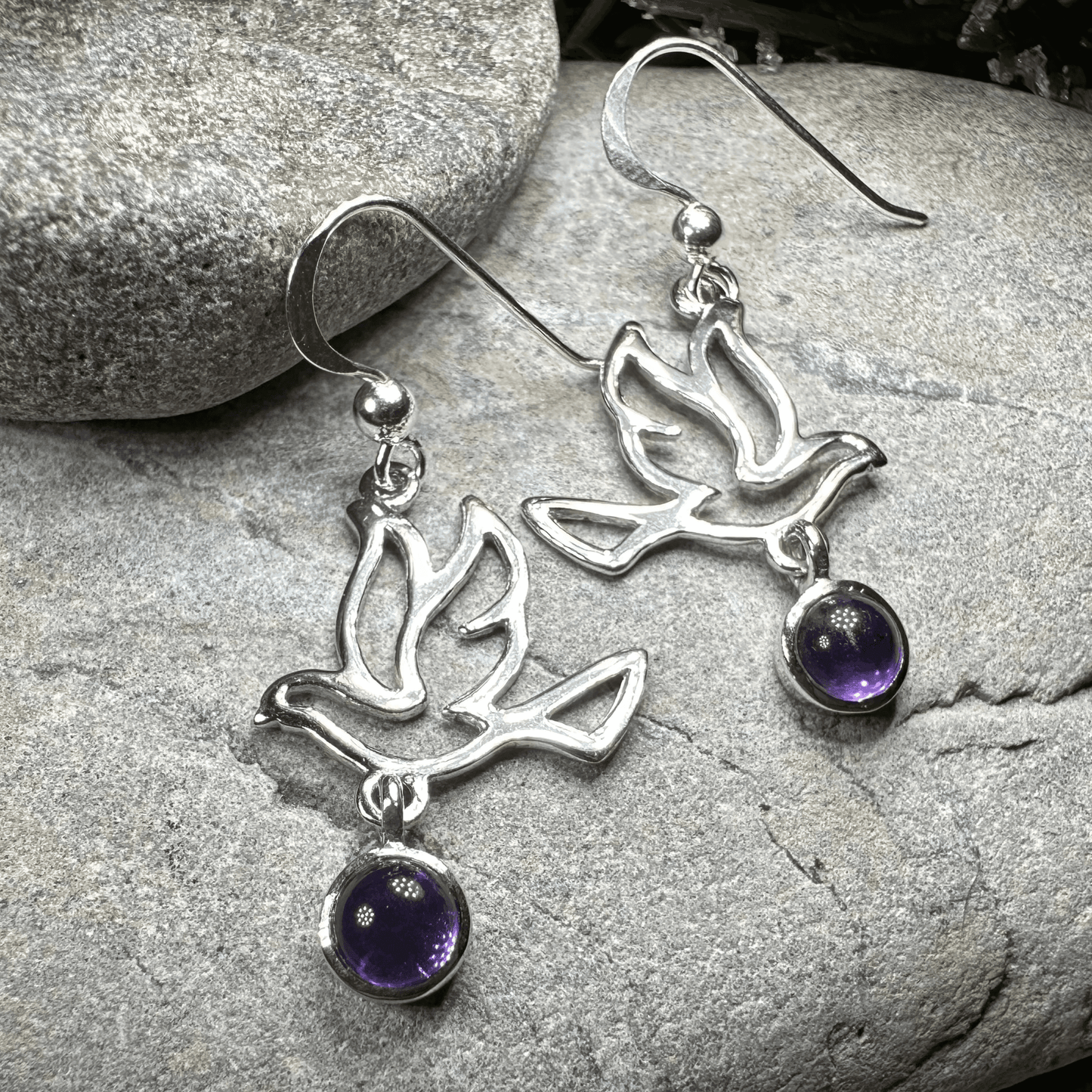 Forever Dove Earrings - Amethyst