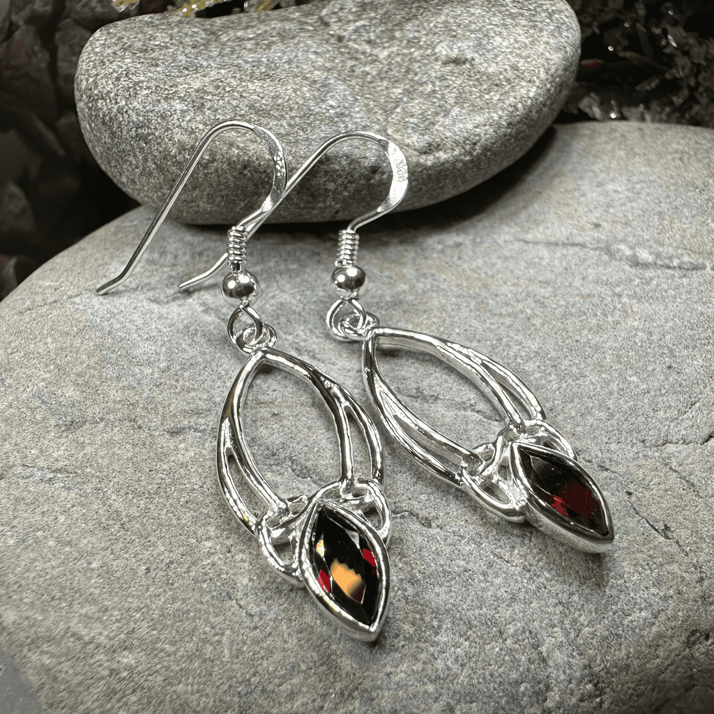 Garnet Trinity Knot Earrings - 