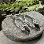 Garnet Trinity Knot Earrings - 