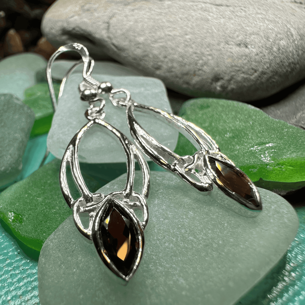 Garnet Trinity Knot Earrings - 
