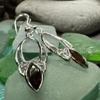 Garnet Trinity Knot Earrings - 
