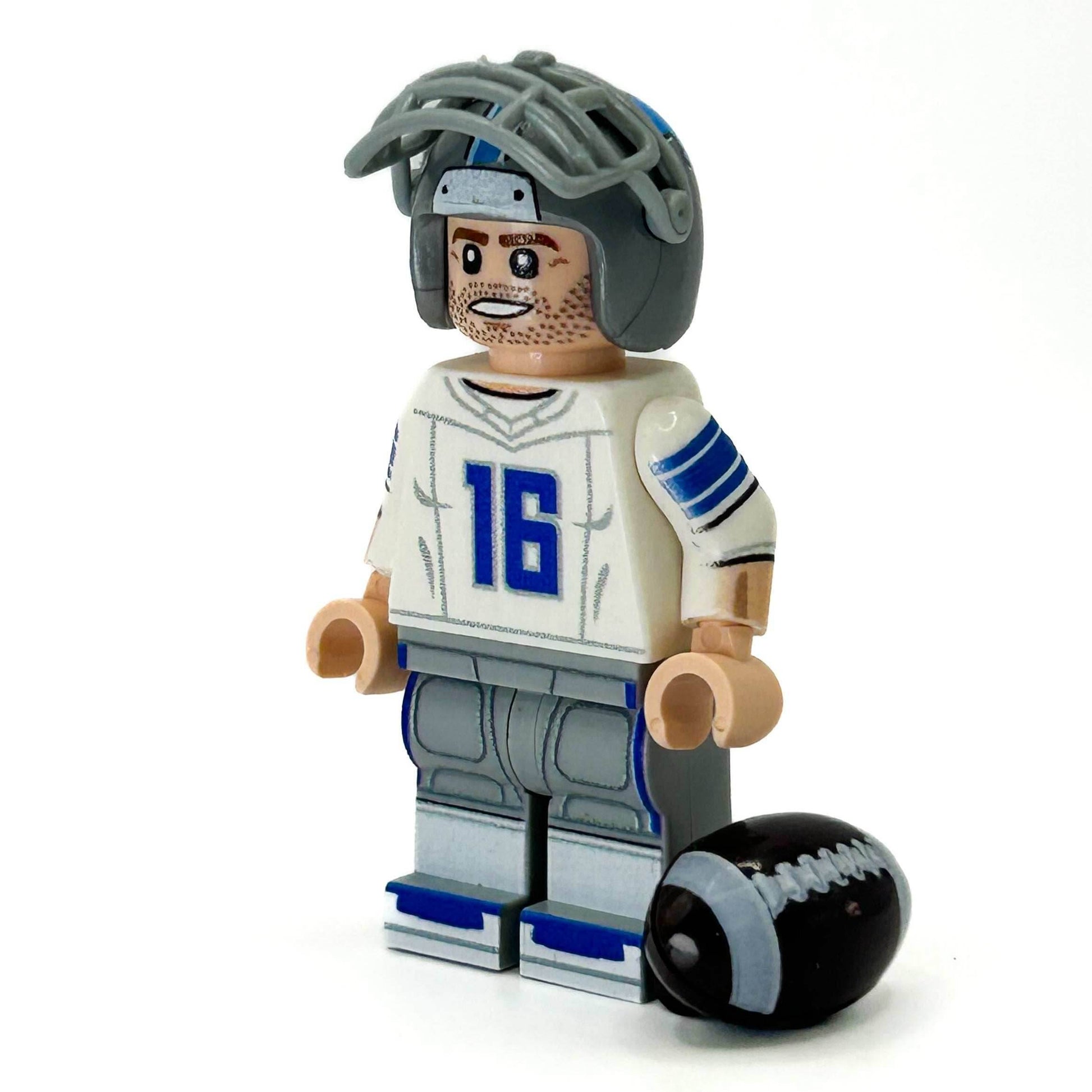 #16 Lions QB Football Player Minifig - B3 Customs - 