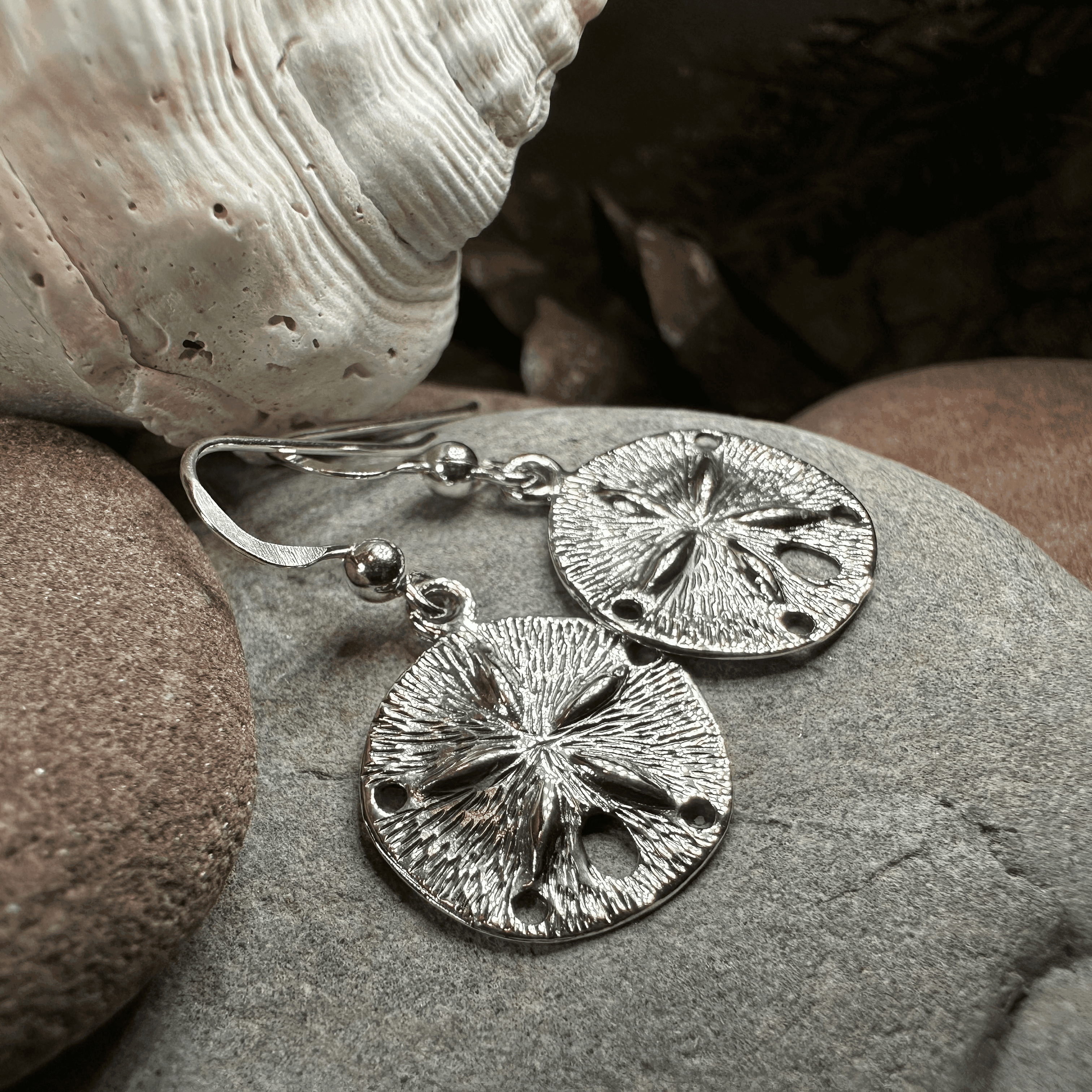 Seabrook Realistic Sand Dollar Earrings - 