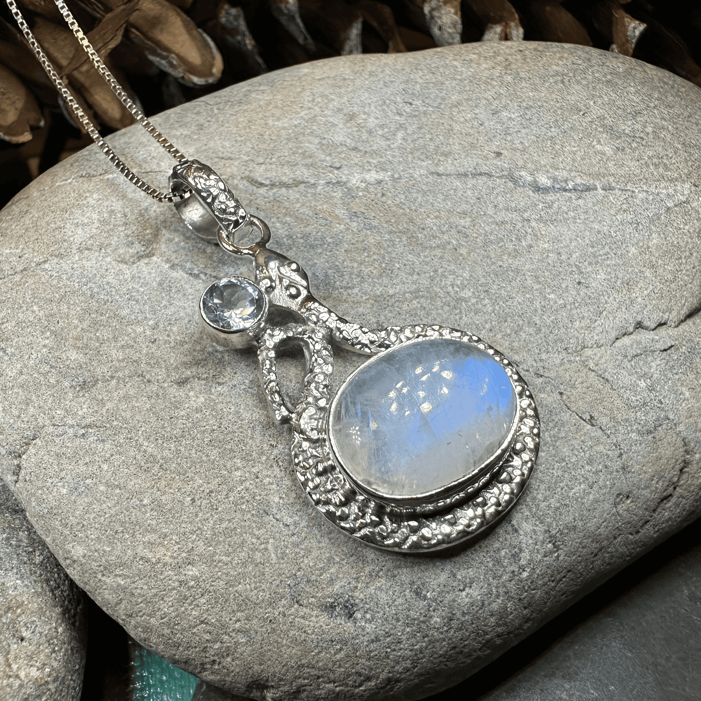 Calantha Moonstone Snake Necklace - 18