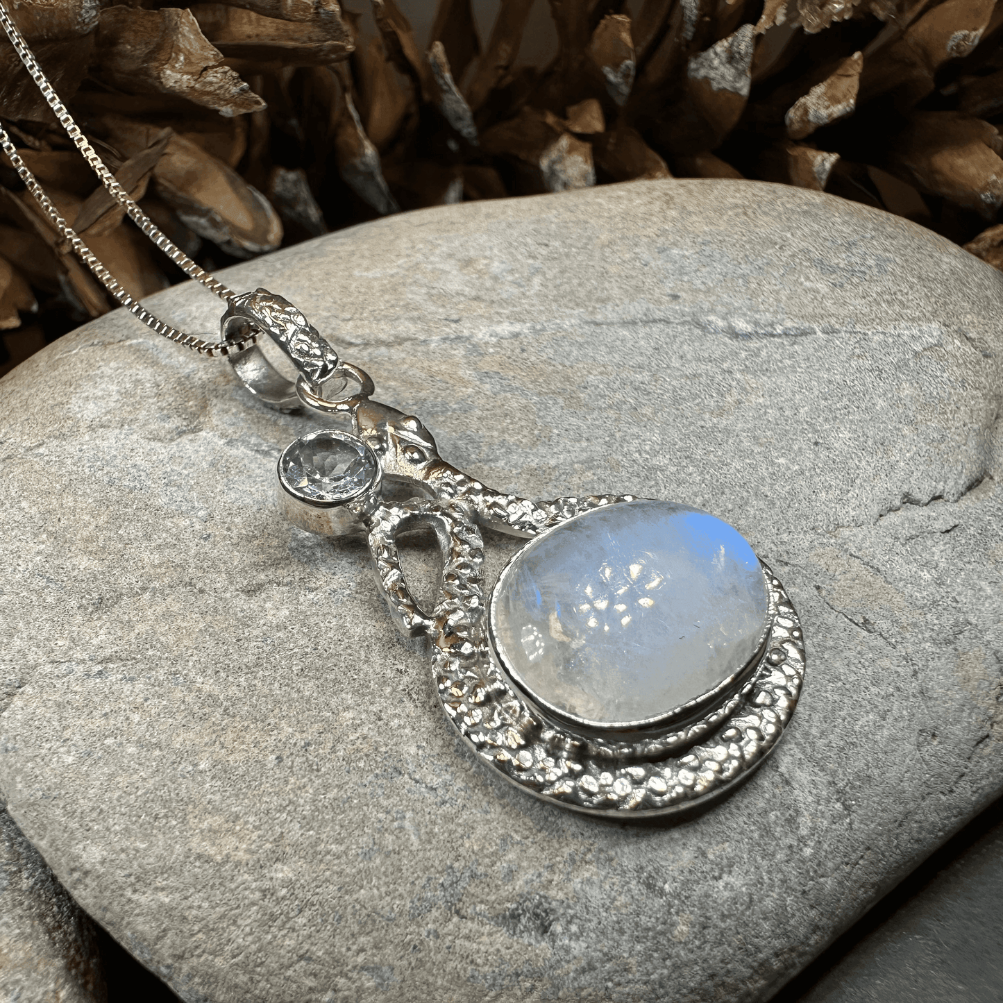 Calantha Moonstone Snake Necklace - 18