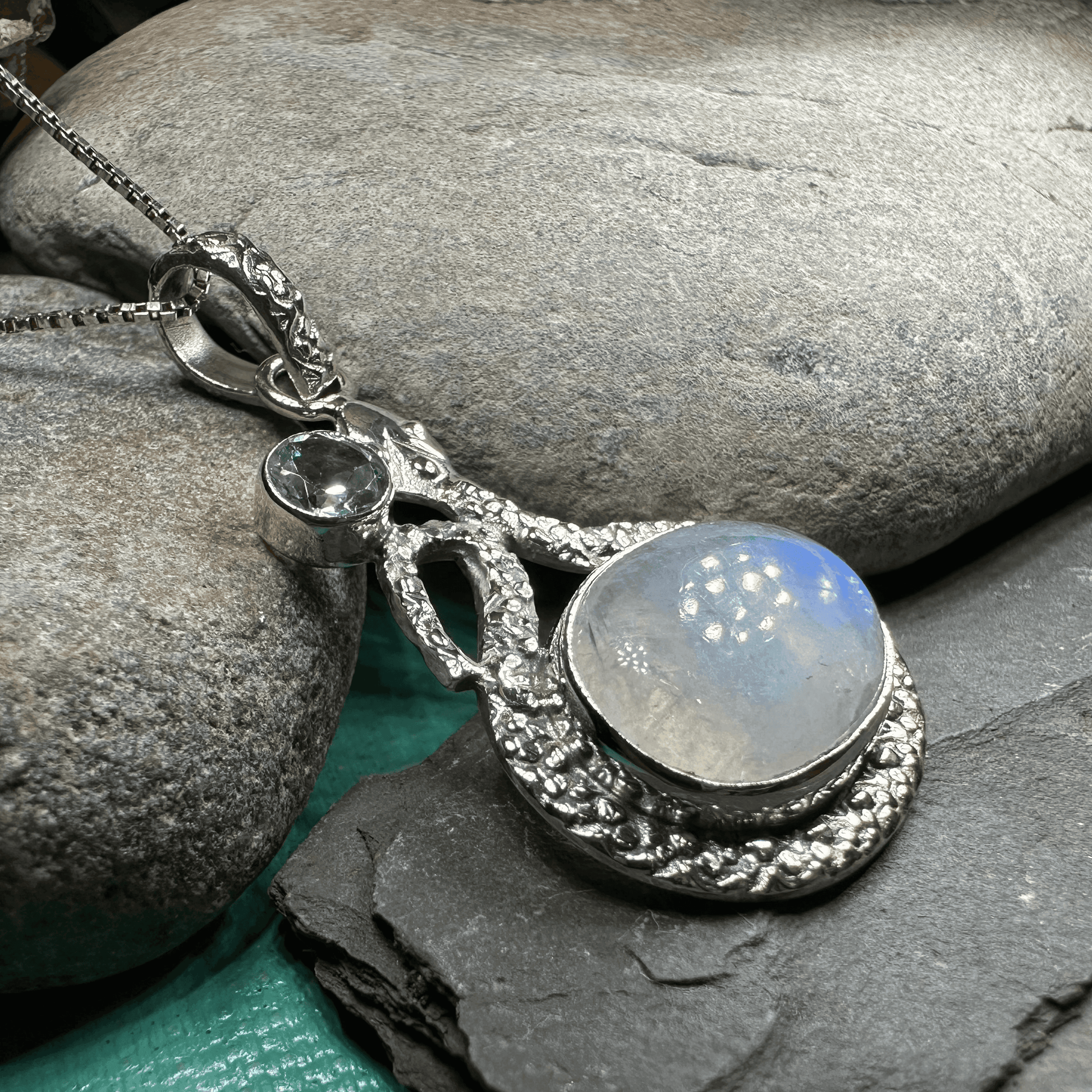 Calantha Moonstone Snake Necklace - 18