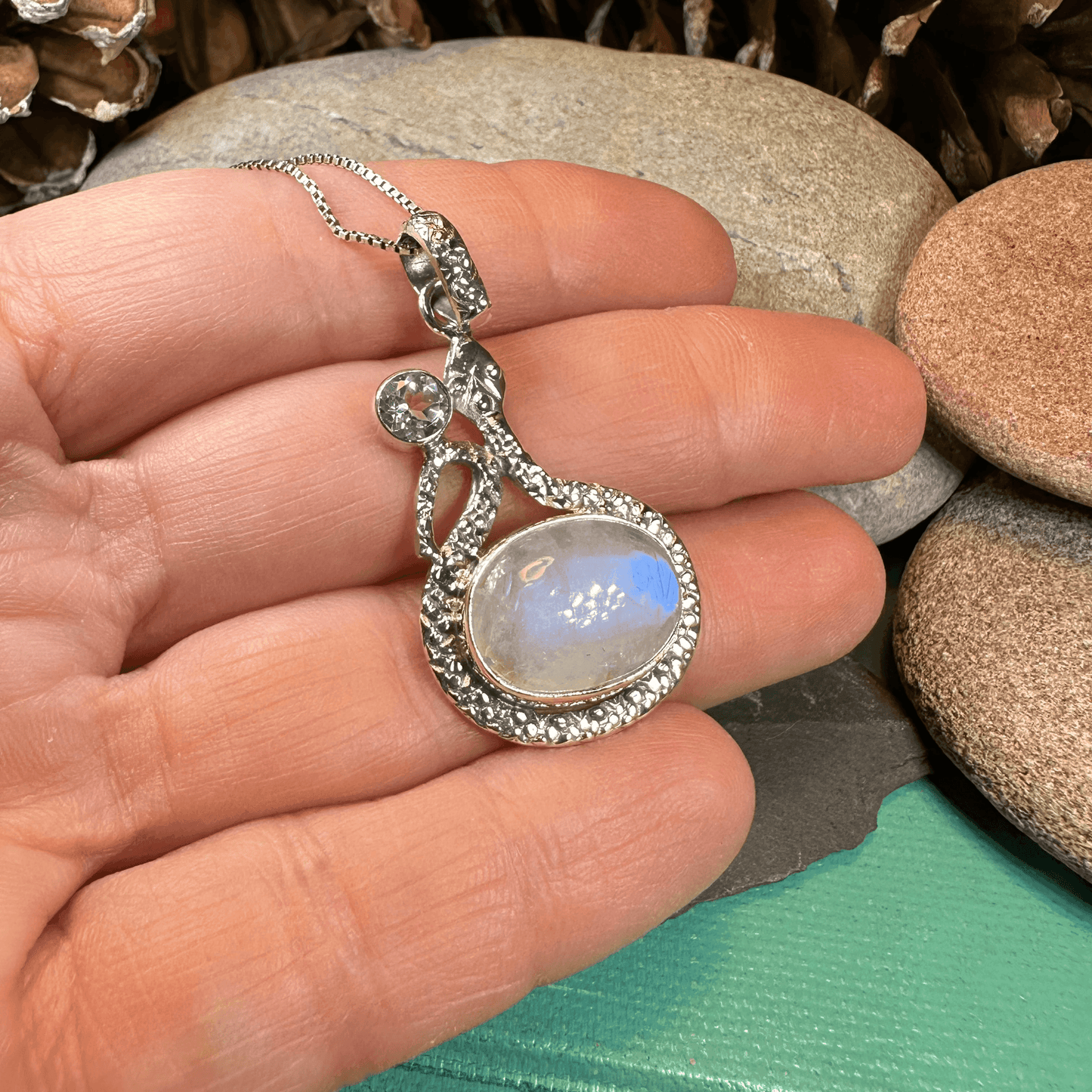 Calantha Moonstone Snake Necklace - 18