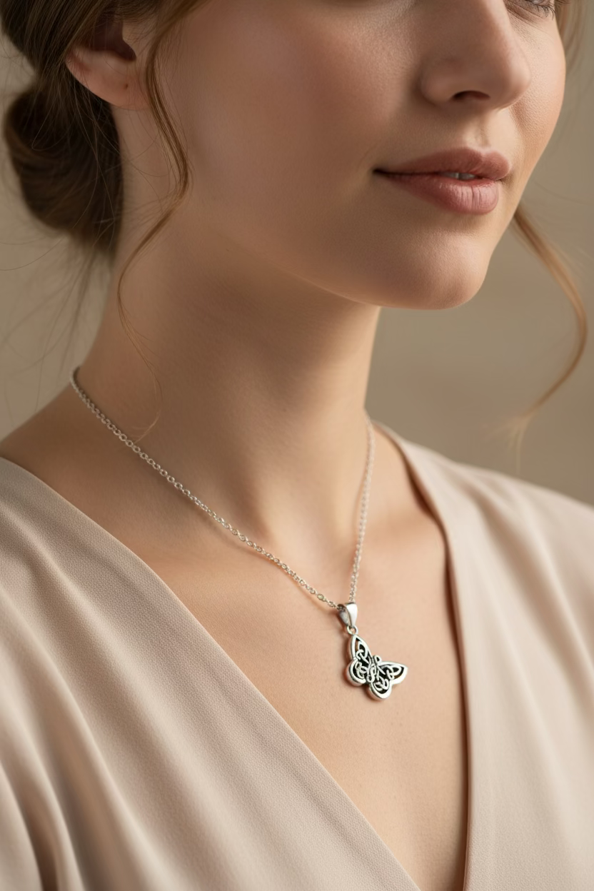 Blue Celtic Butterfly Necklace