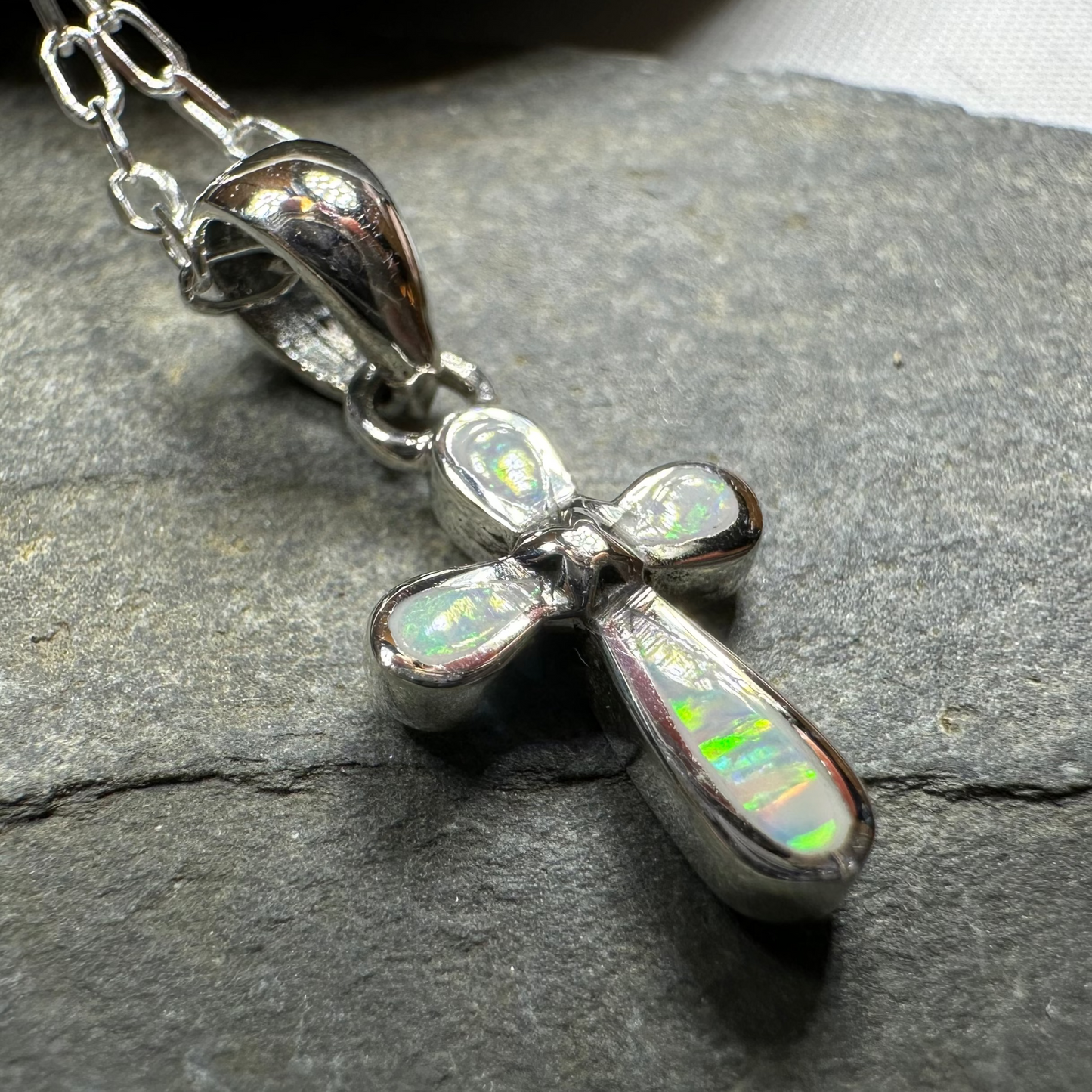 Blue Opal Celtic Cross Necklace