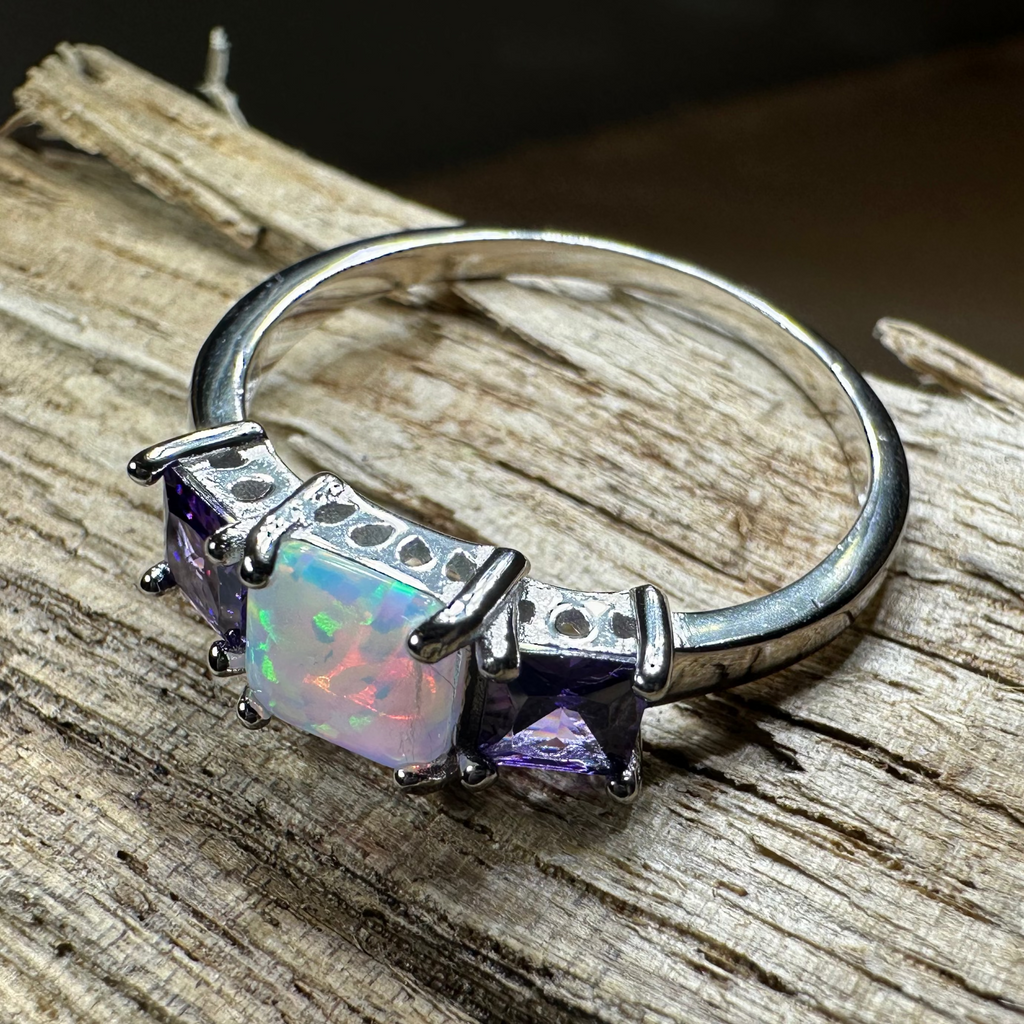 Scottish Mist Opal & Amethyst Ring