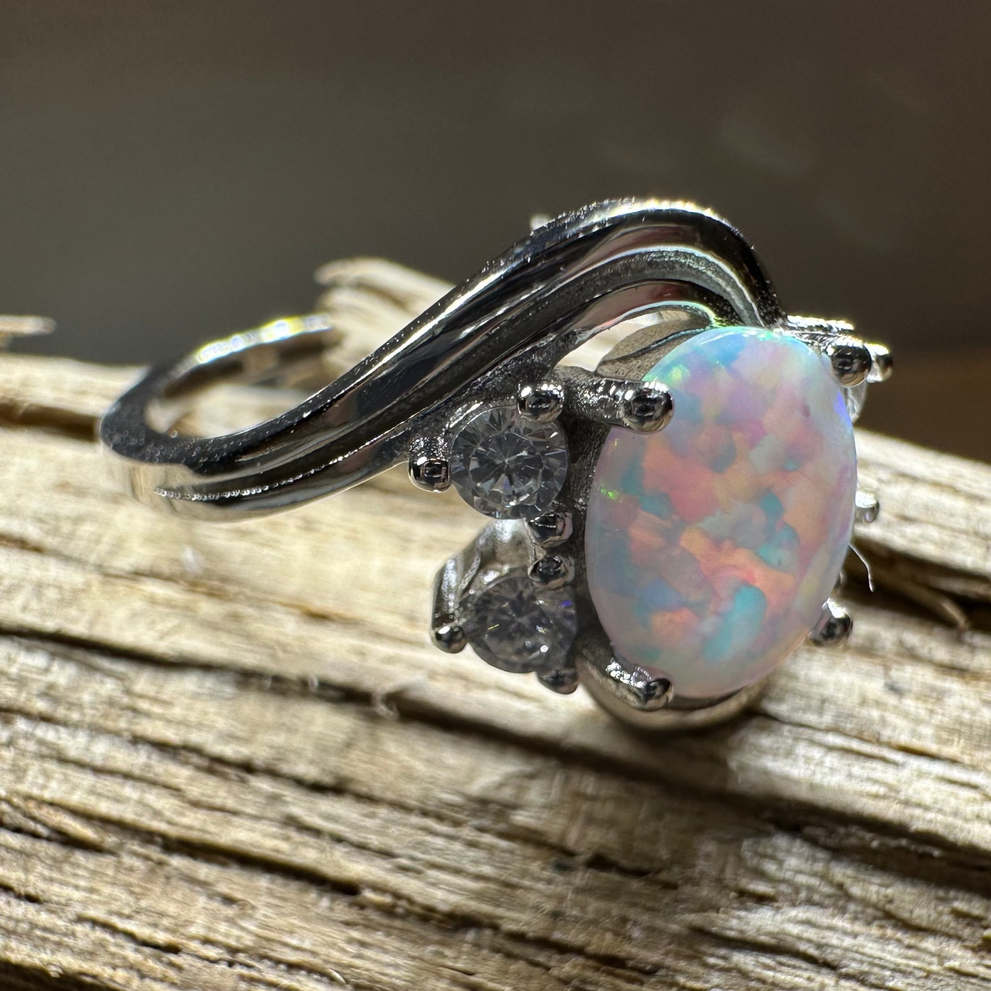 Seafoam Opal Celtic Ring