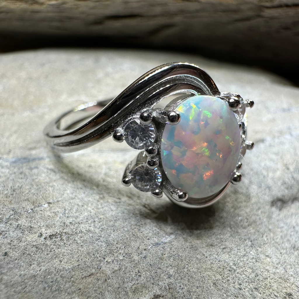Seafoam Opal Celtic Ring