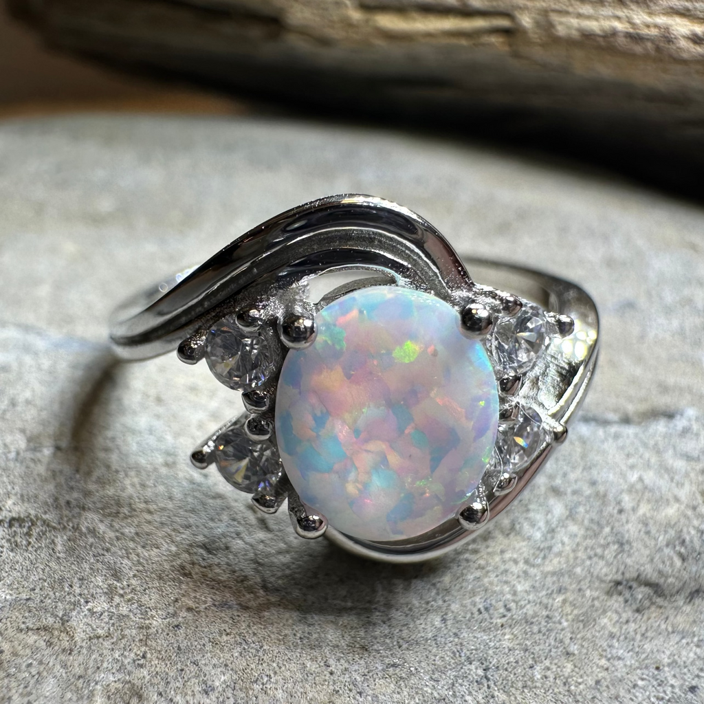 Seafoam Opal Celtic Ring