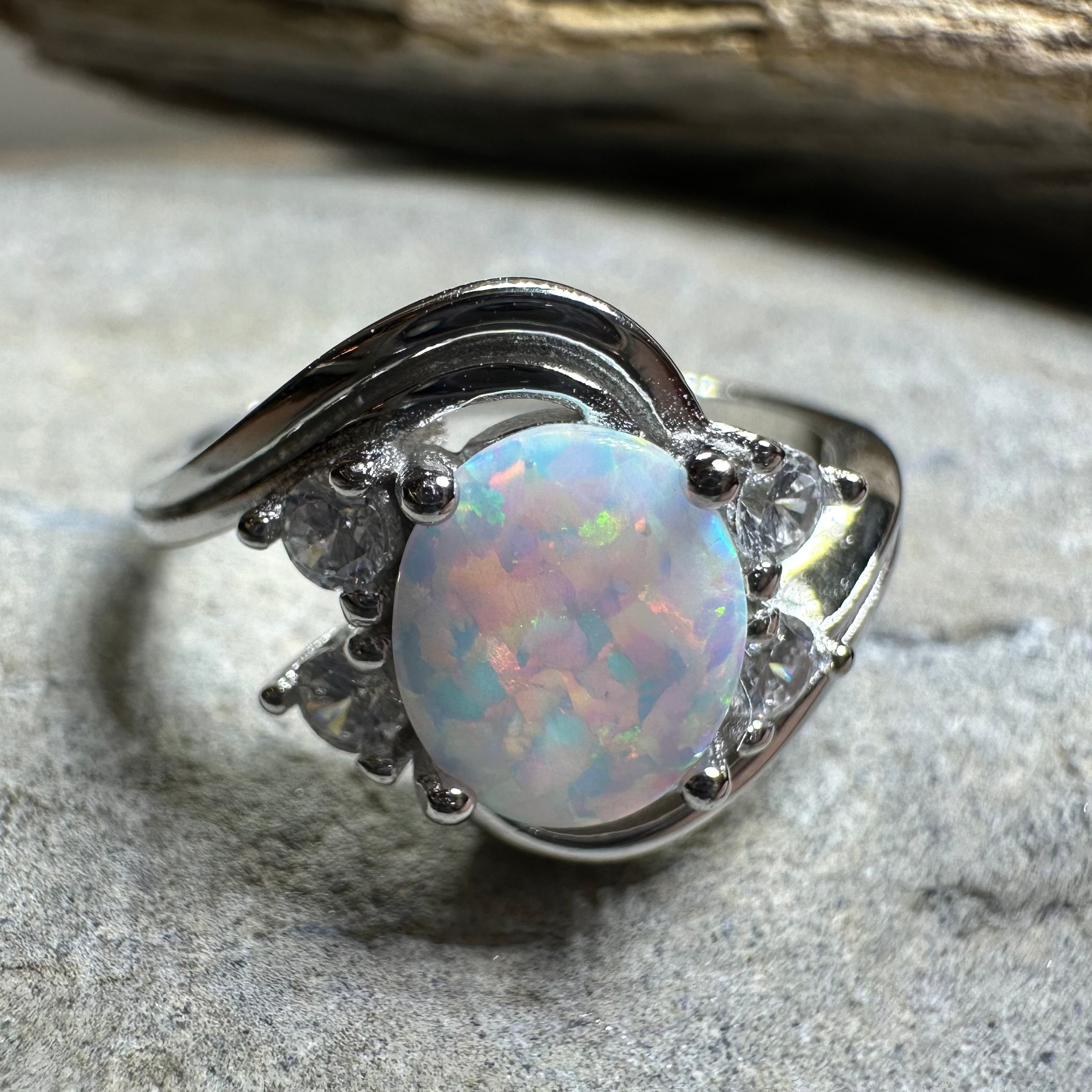 Seafoam Opal Celtic Ring